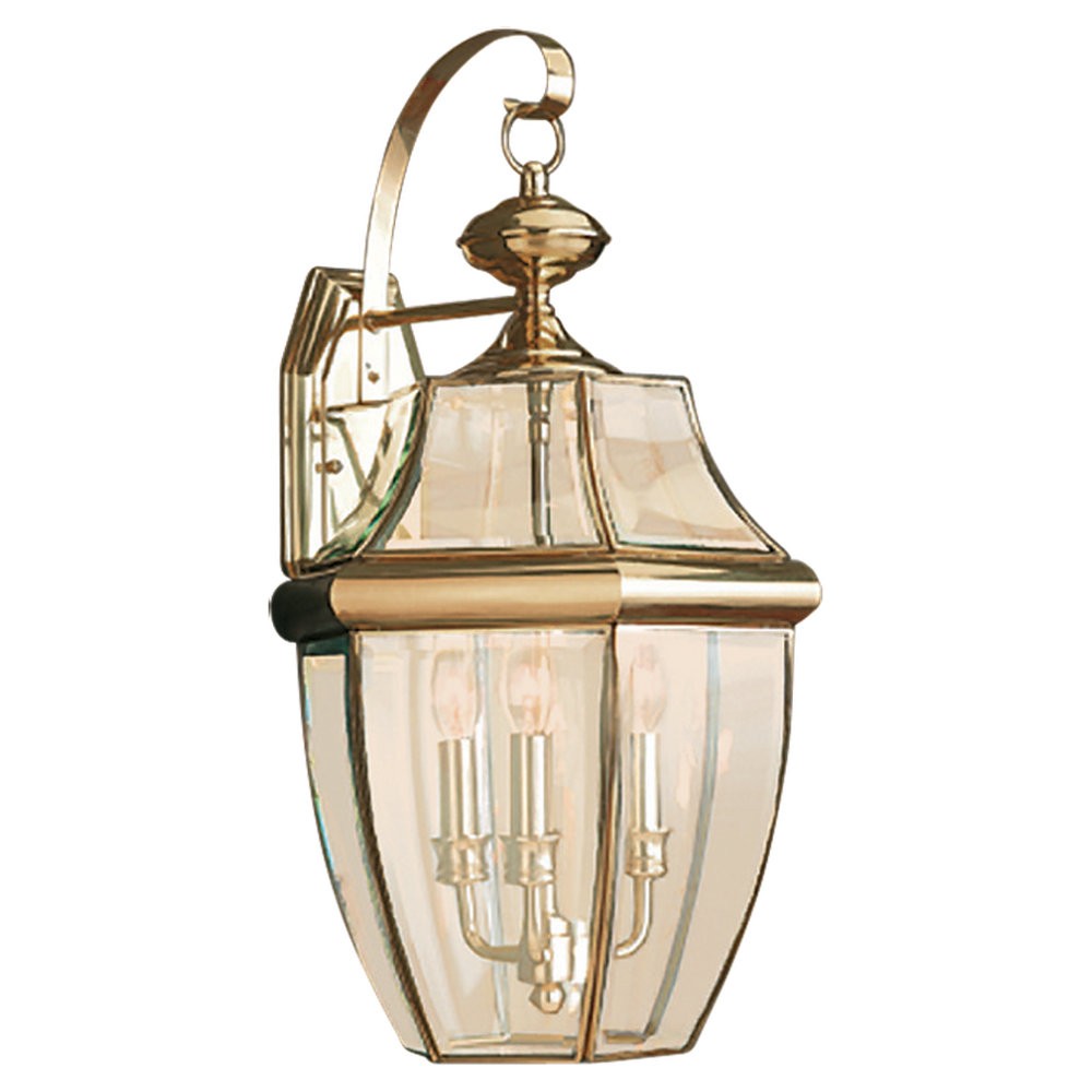 Generation Lighting Canada - Three Light Outdoor Wall Lantern - Lancaster - Polished Brass- Union Lighting Luminaires Decor