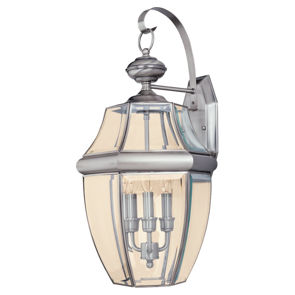 Generation Lighting Canada - Three Light Outdoor Wall Lantern - Lancaster - Antique Brushed Nickel- Union Lighting Luminaires Decor