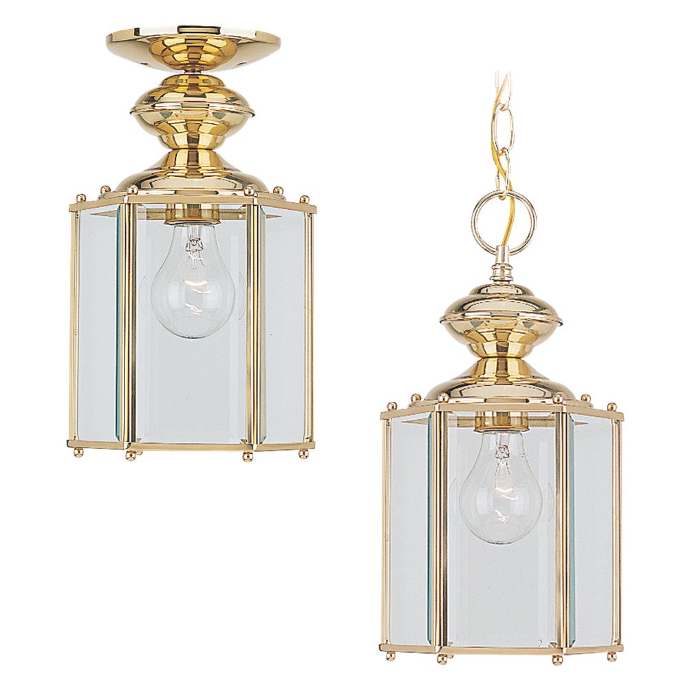 Generation Lighting Canada - One Light Outdoor Semi-Flush Convertible Pendant - Classico - Polished Brass- Union Lighting Luminaires Decor