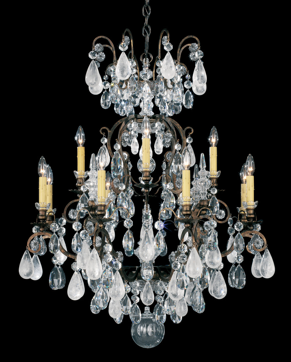 Schonbek - 13 Light Chandelier - Renaissance Rock Crystal - Heirloom Gold- Union Lighting Luminaires Decor