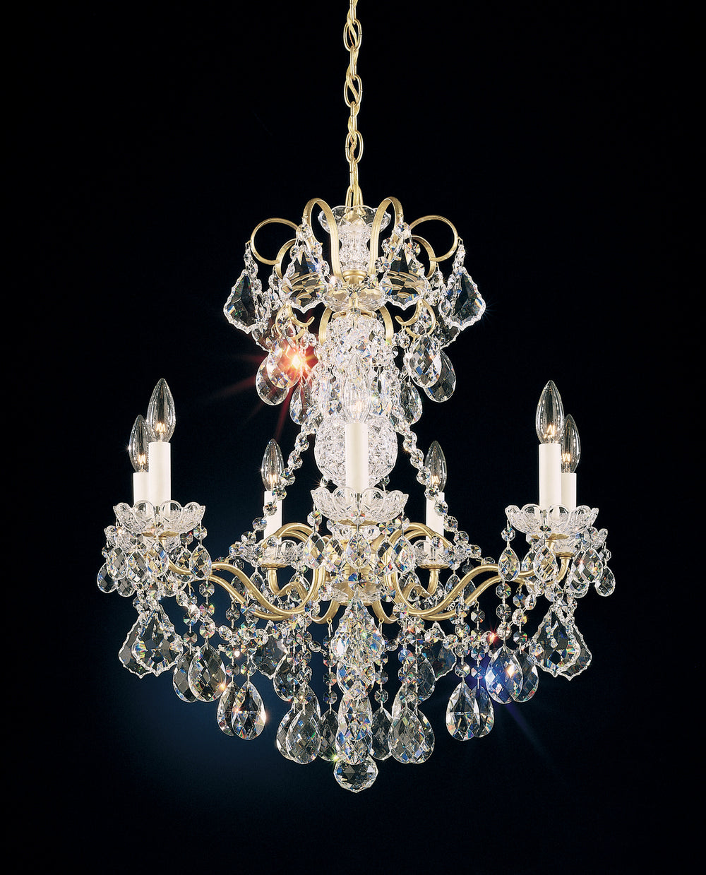 Schonbek - Seven Light Chandelier - New Orleans - Gold- Union Lighting Luminaires Decor