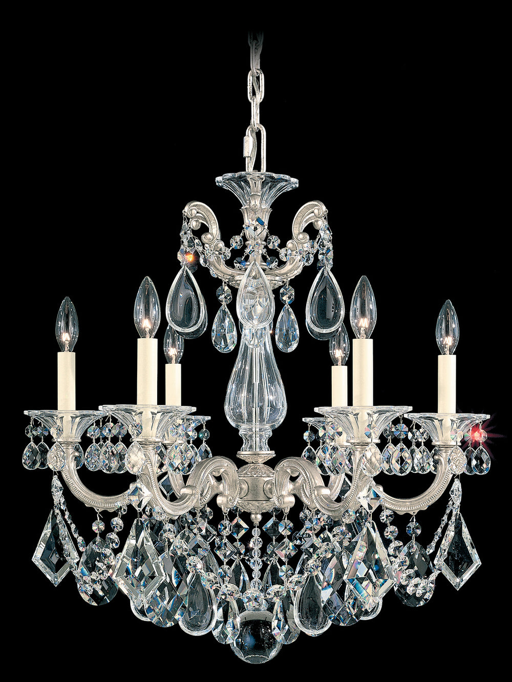 Schonbek - Six Light Chandelier - La Scala - Antique Silver- Union Lighting Luminaires Decor