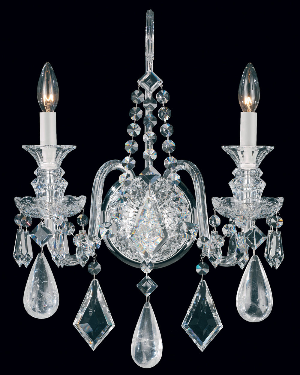 Schonbek - Two Light Wall Sconce - Hamilton Rock Crystal - Polished Silver- Union Lighting Luminaires Decor