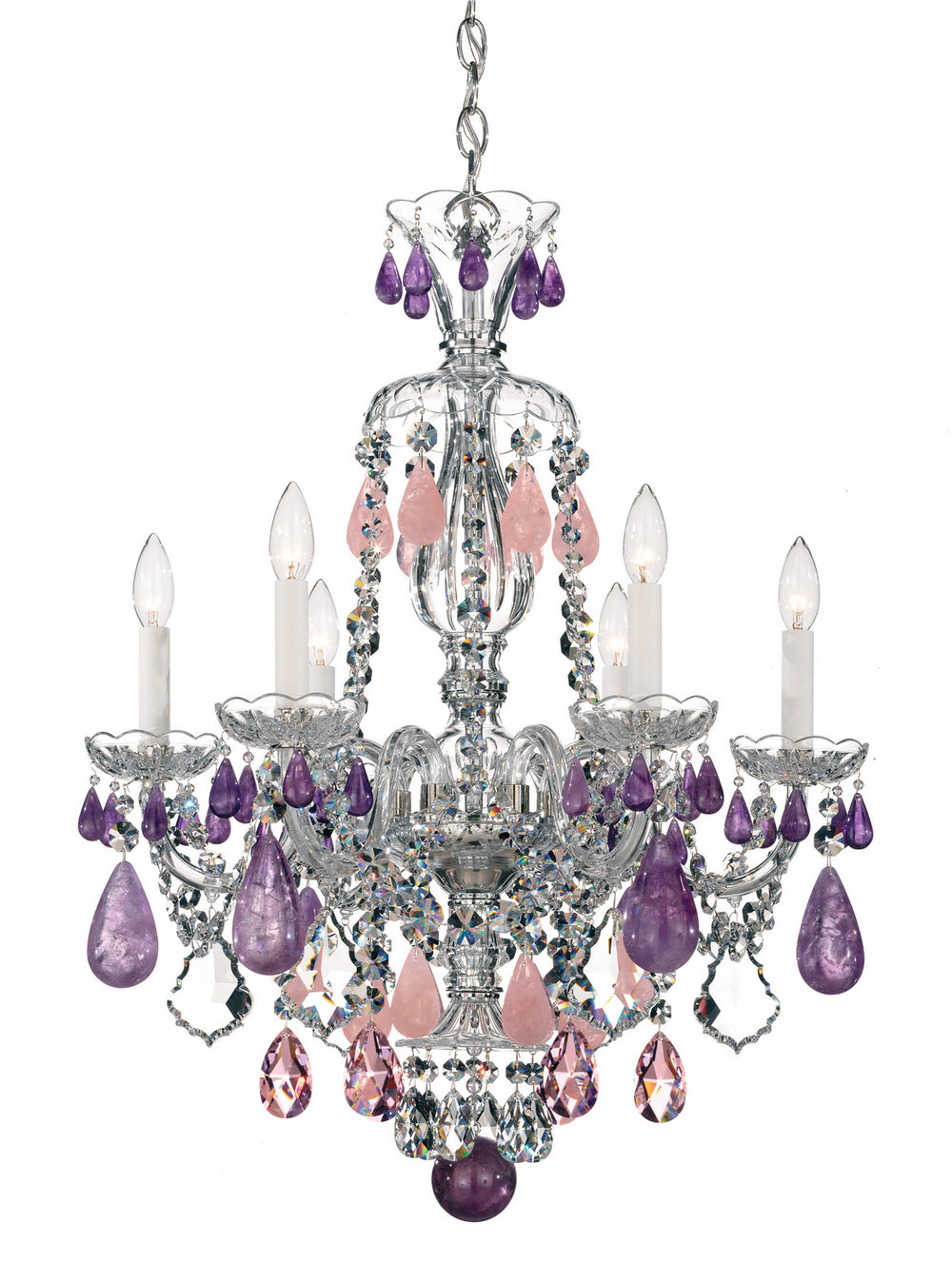 Schonbek - Six Light Chandelier - Hamilton Rock Crystal - Polished Silver- Union Lighting Luminaires Decor