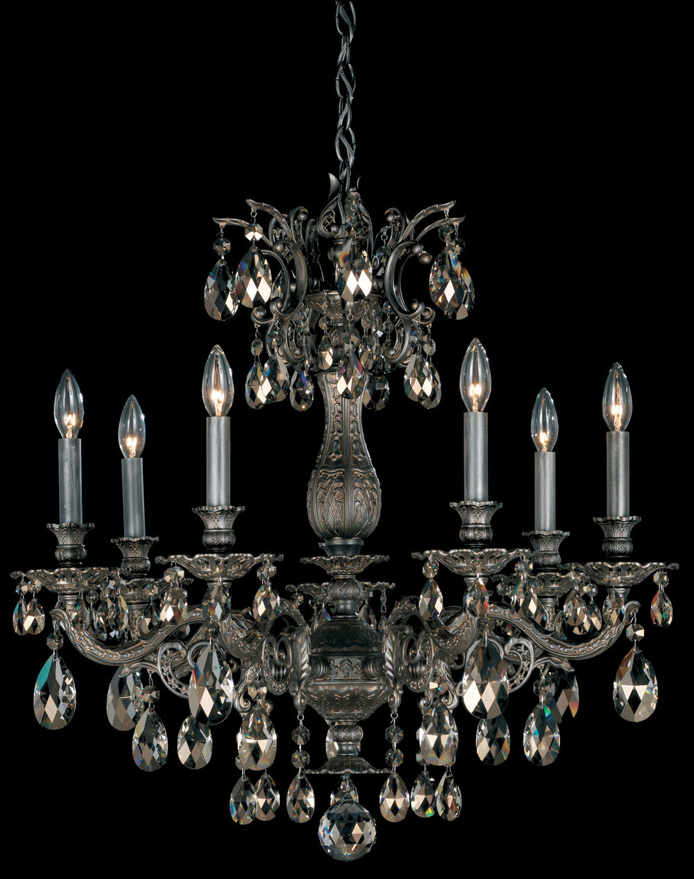 Schonbek - Seven Light Chandelier - Milano - Antique Silver- Union Lighting Luminaires Decor