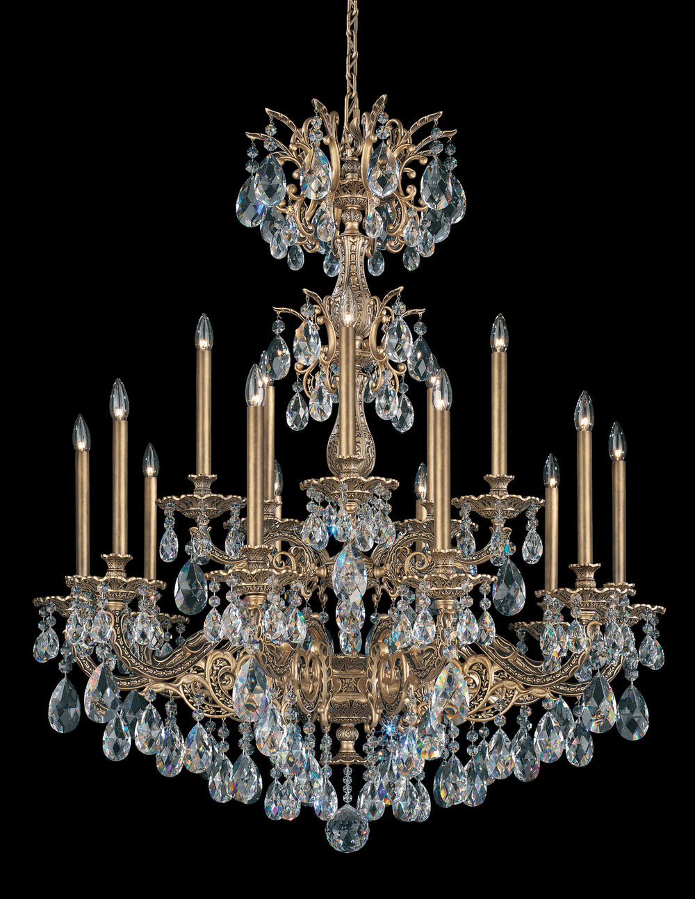 Schonbek - 15 Light Chandelier - Milano - Etruscan Gold- Union Lighting Luminaires Decor