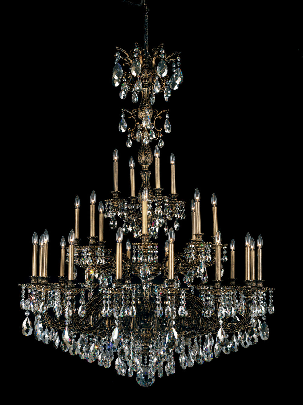 Schonbek - 28 Light Chandelier - Milano - Antique Silver- Union Lighting Luminaires Decor