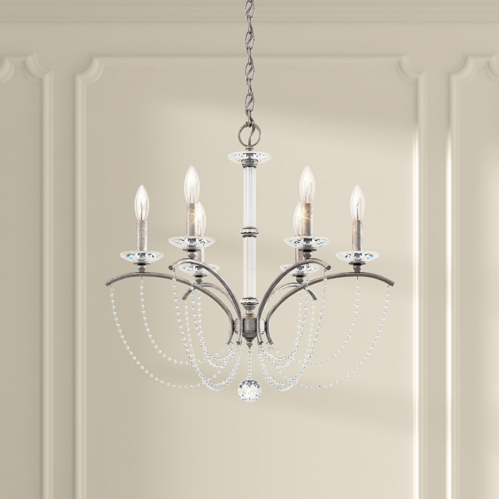 Schonbek - Six Light Chandelier - Priscilla - Antique Silver- Union Lighting Luminaires Decor