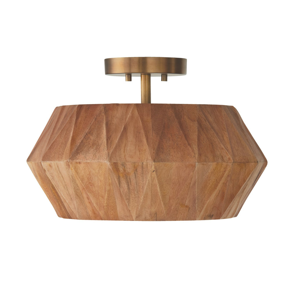 Capital Lighting - One Light Semi Flush Mount - Nadeau - Light Wood and Patinaed Brass- Union Lighting Luminaires Decor
