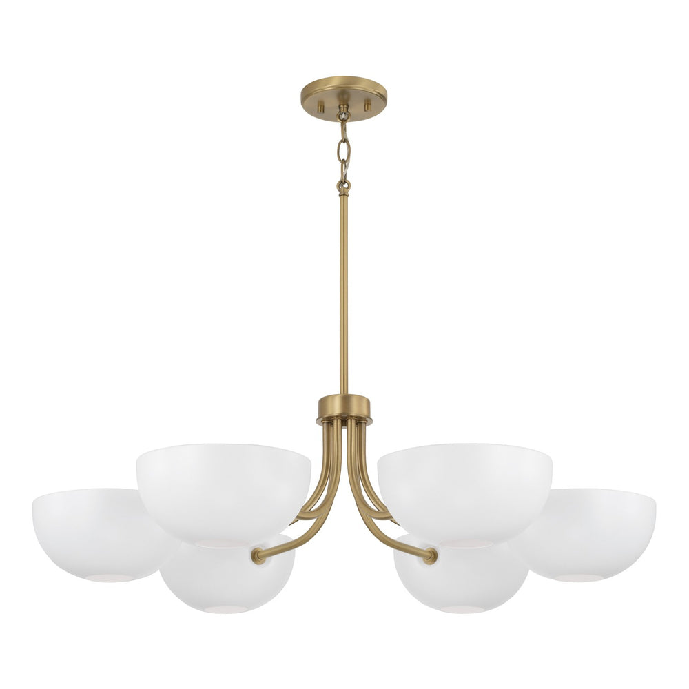 Capital Lighting - Six Light Chandelier - Reece - Aged Brass and White- Union Lighting Luminaires Decor