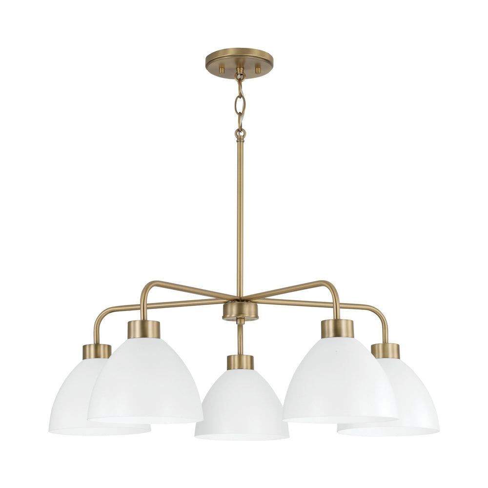 Capital Lighting - Five Light Chandelier - Ross - Aged Brass and White- Union Lighting Luminaires Decor