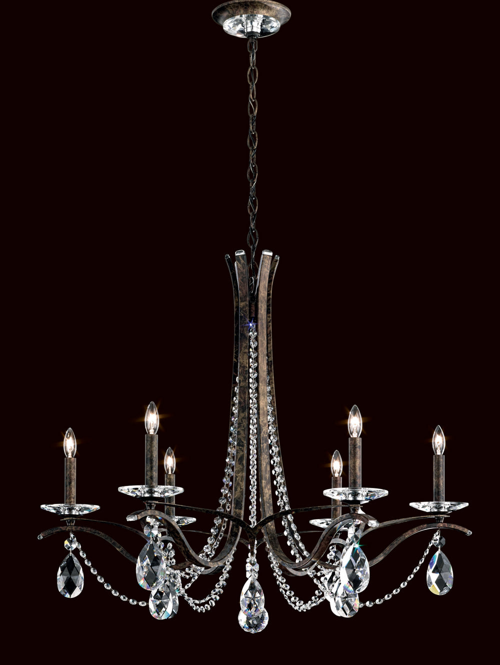 Schonbek - Six Light Chandelier - Vesca - Antique Silver- Union Lighting Luminaires Decor