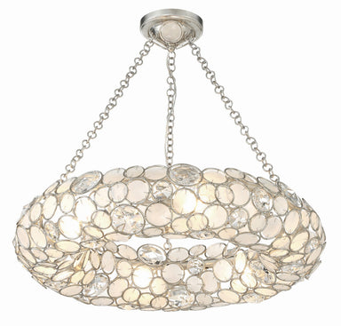 Crystorama - Six Light Chandelier - Palla - Antique Silver- Union Lighting Luminaires Decor
