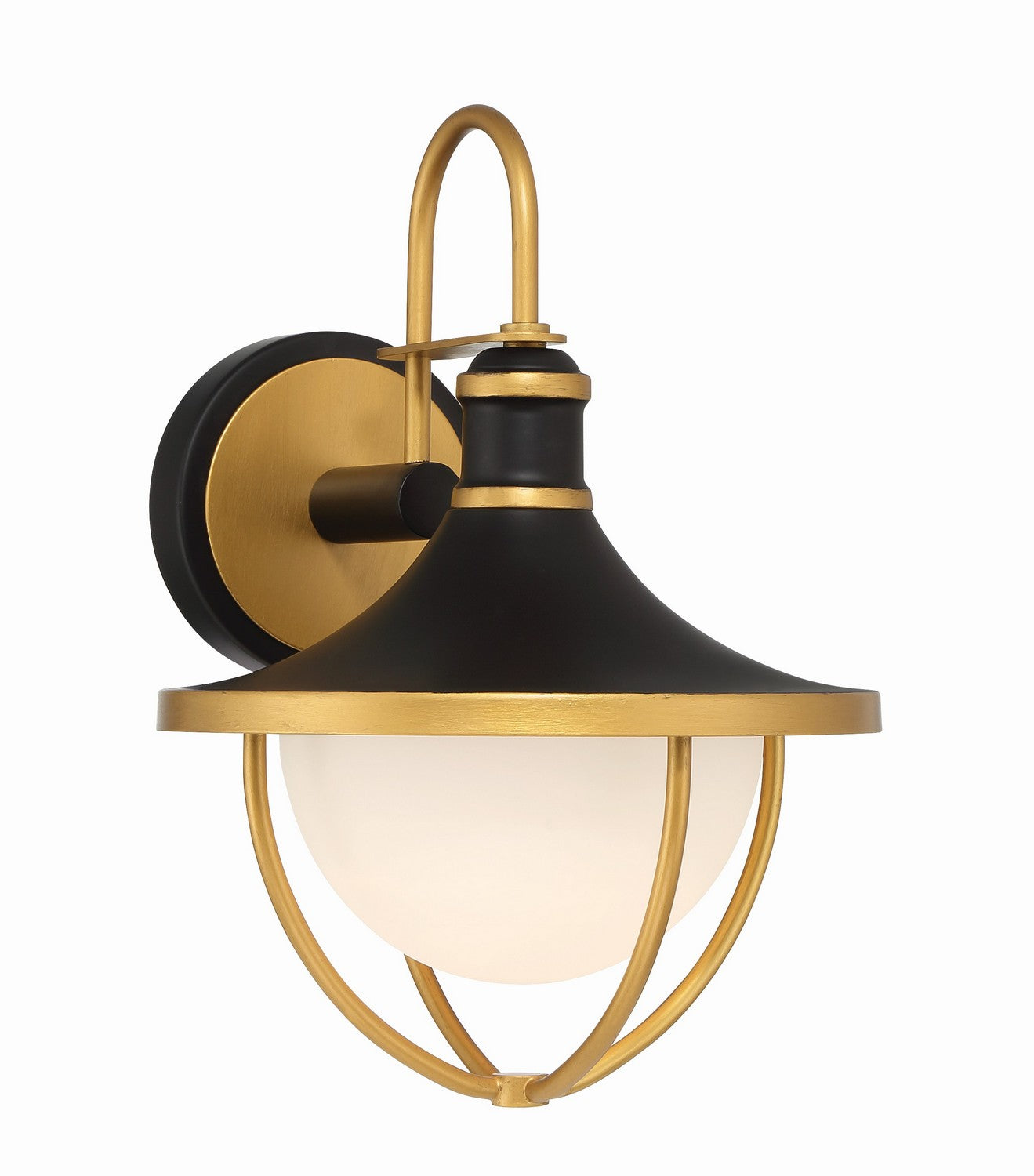 Crystorama - One Light Outdoor Wall Sconce - Atlas - Matte Black / Textured Gold- Union Lighting Luminaires Decor