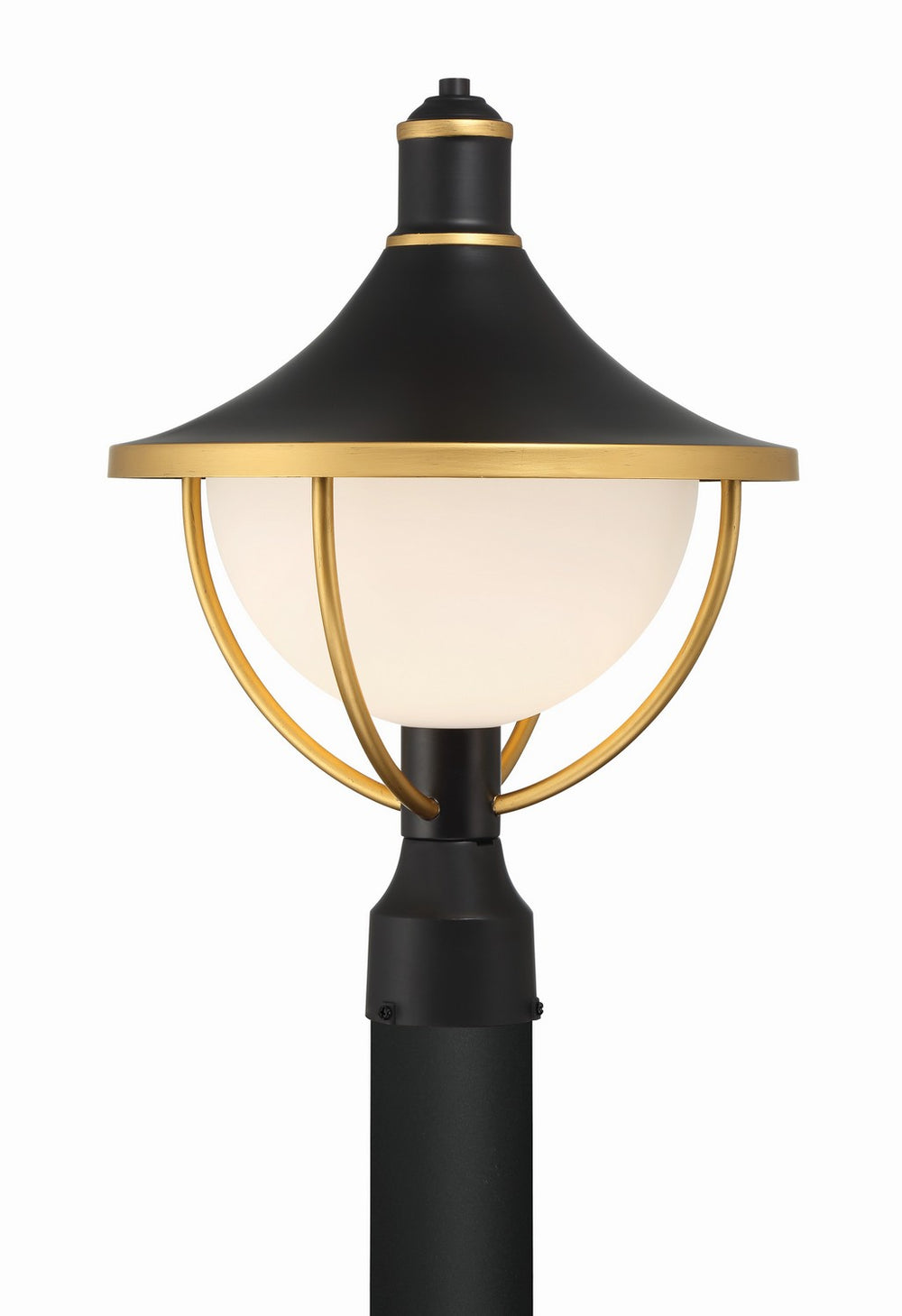 Crystorama - One Light Outdoor Post Mount - Atlas - Matte Black / Textured Gold- Union Lighting Luminaires Decor