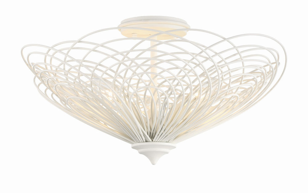 Crystorama - Three Light Semi Flush Mount - Doral - Matte White- Union Lighting Luminaires Decor