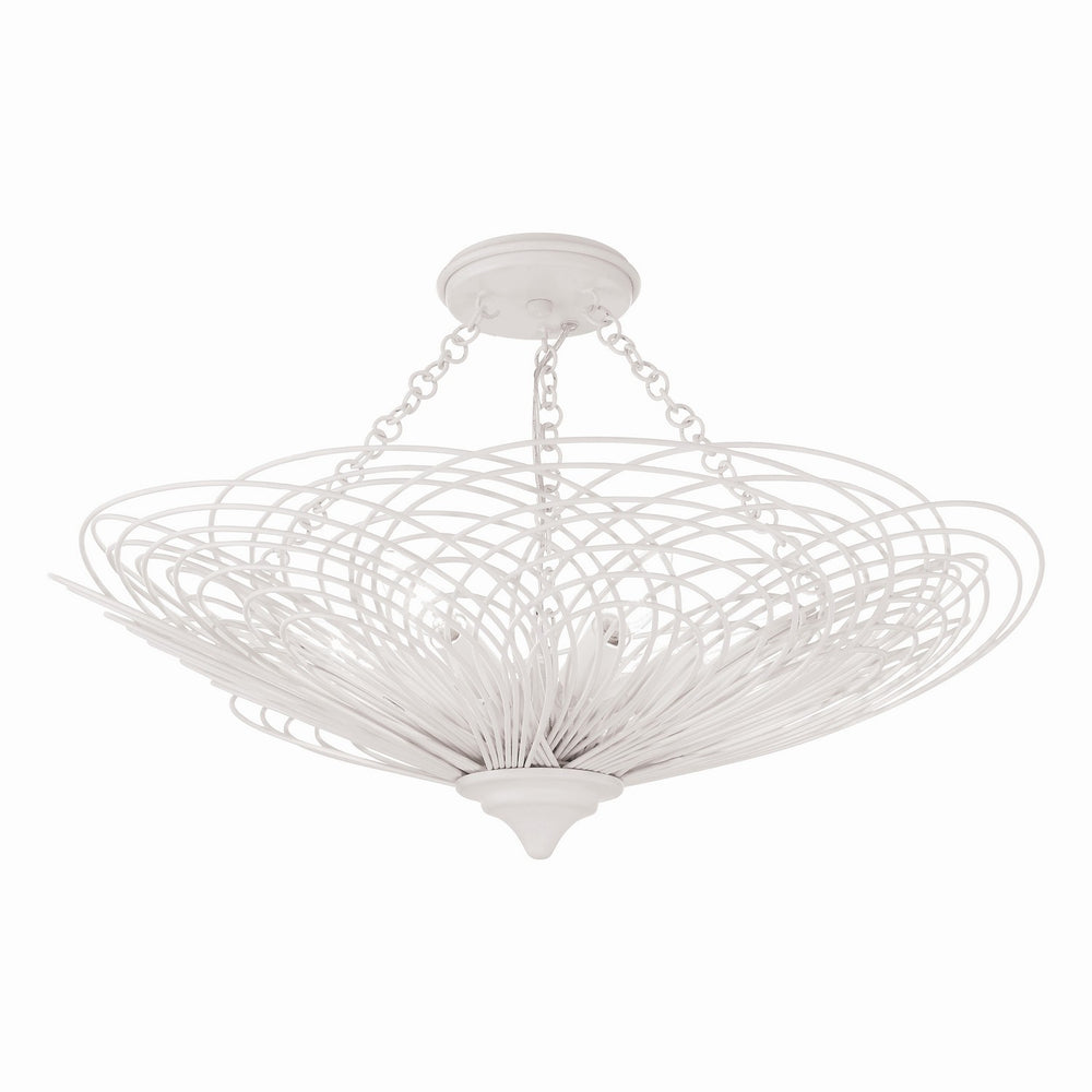 Crystorama - Six Light Semi Flush Mount - Doral - Matte White- Union Lighting Luminaires Decor