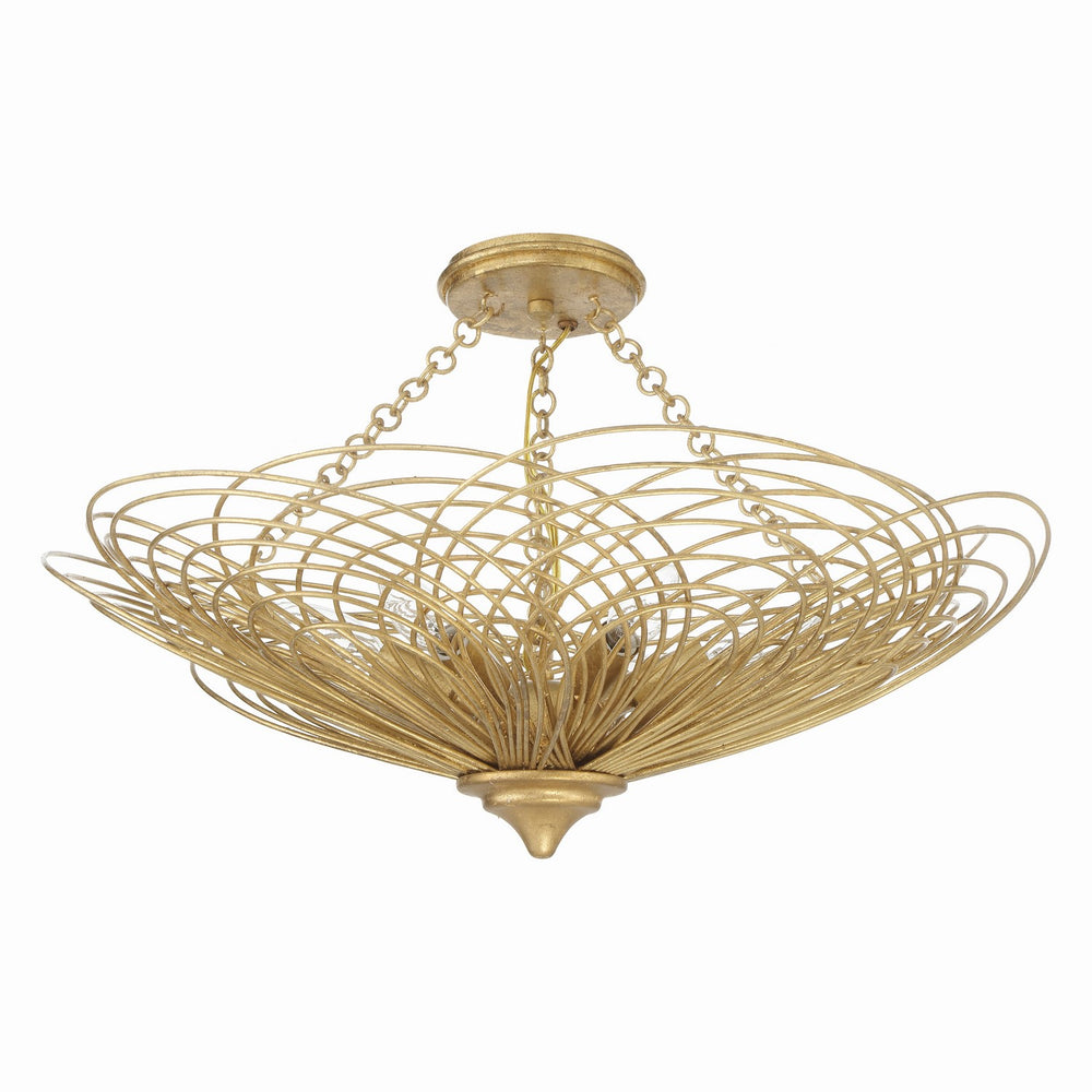 Crystorama - Six Light Semi Flush Mount - Doral - Renaissance Gold- Union Lighting Luminaires Decor