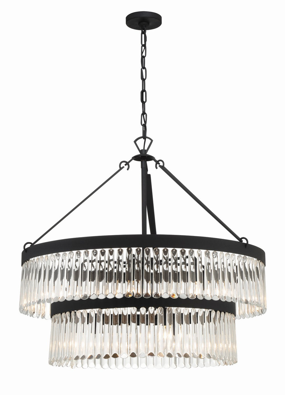 Crystorama - Nine Light Chandelier - Emory - Black Forged- Union Lighting Luminaires Decor
