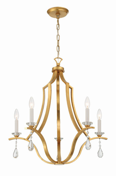Crystorama - Five Light Chandelier - Perry - Antique Gold- Union Lighting Luminaires Decor