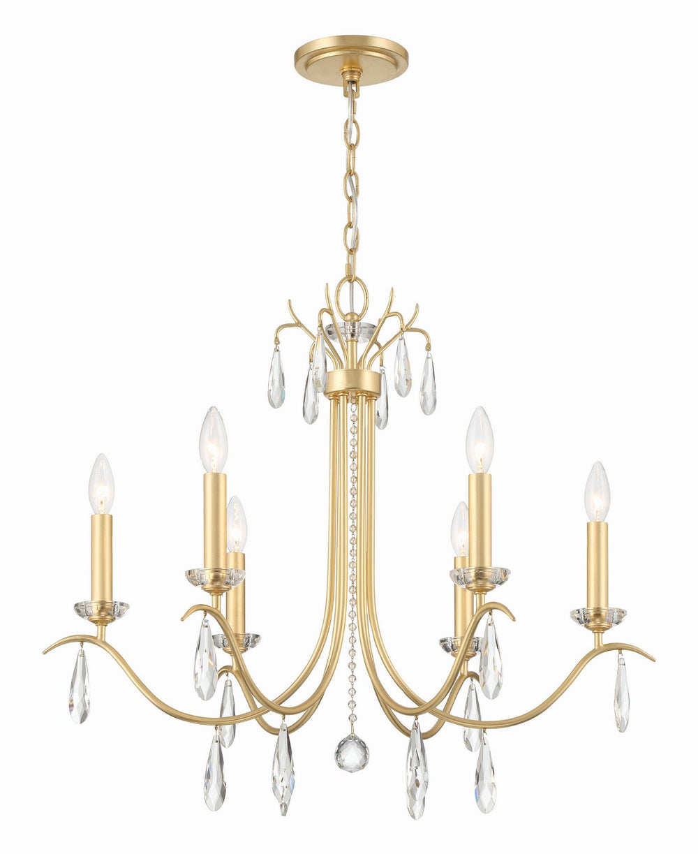 Crystorama - Six Light Chandelier - Rollins - Antique Gold- Union Lighting Luminaires Decor