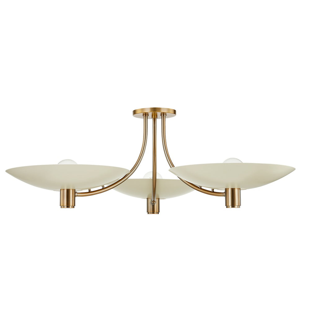 Troy Lighting Canada - Three Light Semi Flush Mount - Wolfe - Patina Brass And Soft Sand- Union Lighting Luminaires Decor