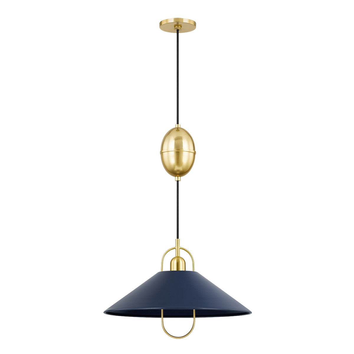 Mitzi - One Light Pendant - Mariel - Aged Brass/Soft Navy- Union Lighting Luminaires Decor