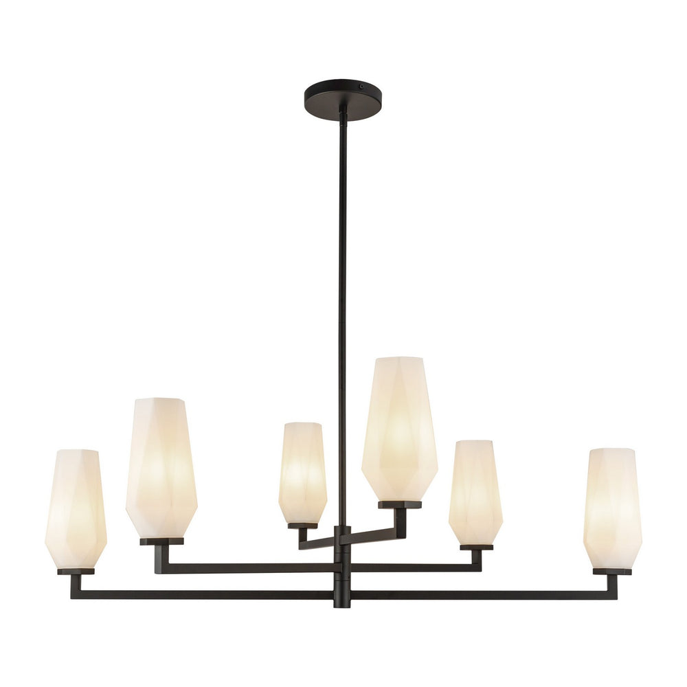 Alora Canada - Six Light Chandelier - Krysta - Matte Black/Opal Glass- Union Lighting Luminaires Decor