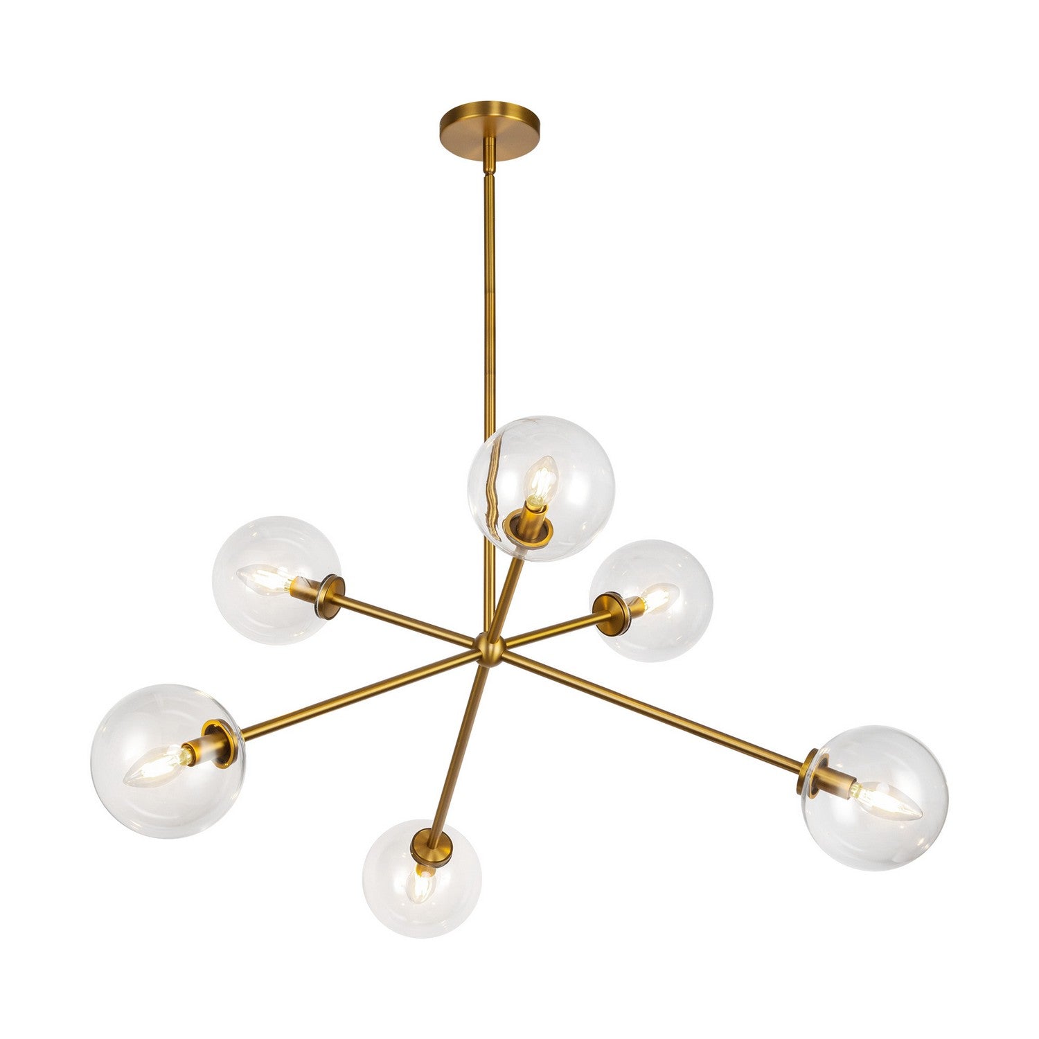 Alora Canada - Six Light Chandelier - Cassia - Aged Brass/Clear Glass- Union Lighting Luminaires Decor