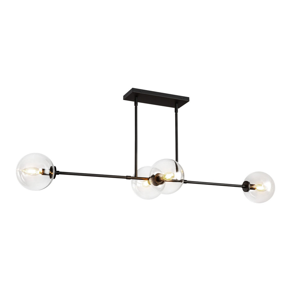 Alora Canada - Four Light Linear Pendant - Cassia - Matte Black/Clear Glass- Union Lighting Luminaires Decor