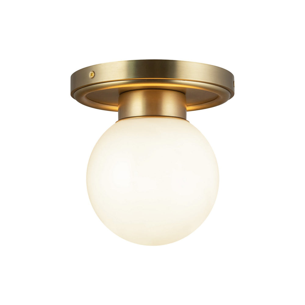 Alora Canada - One Light Semi-Flush Mount - Fiore - Brushed Gold/Glossy Opal Glass- Union Lighting Luminaires Decor