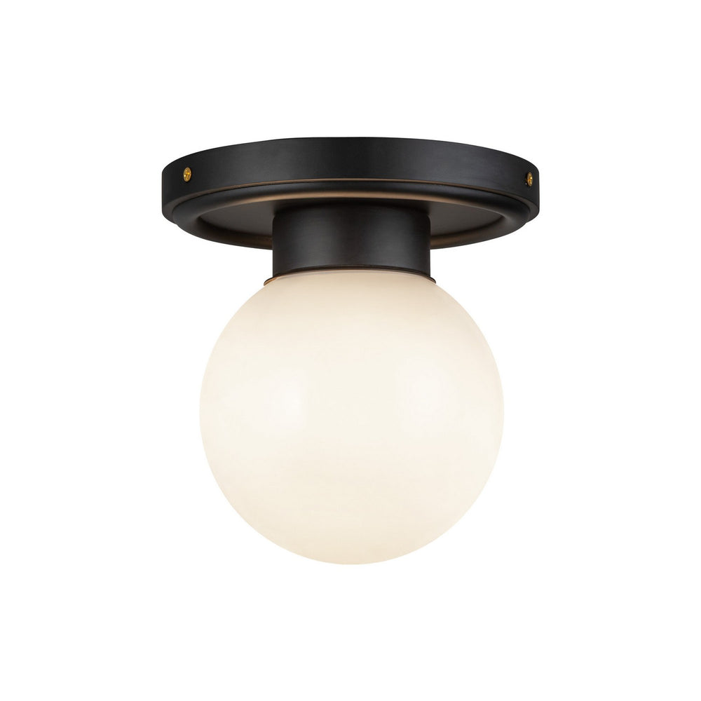 Alora Canada - One Light Semi-Flush Mount - Fiore - Matte Black/Glossy Opal Glass- Union Lighting Luminaires Decor
