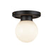 Alora Canada - One Light Semi-Flush Mount - Fiore - Matte Black/Glossy Opal Glass- Union Lighting Luminaires Decor
