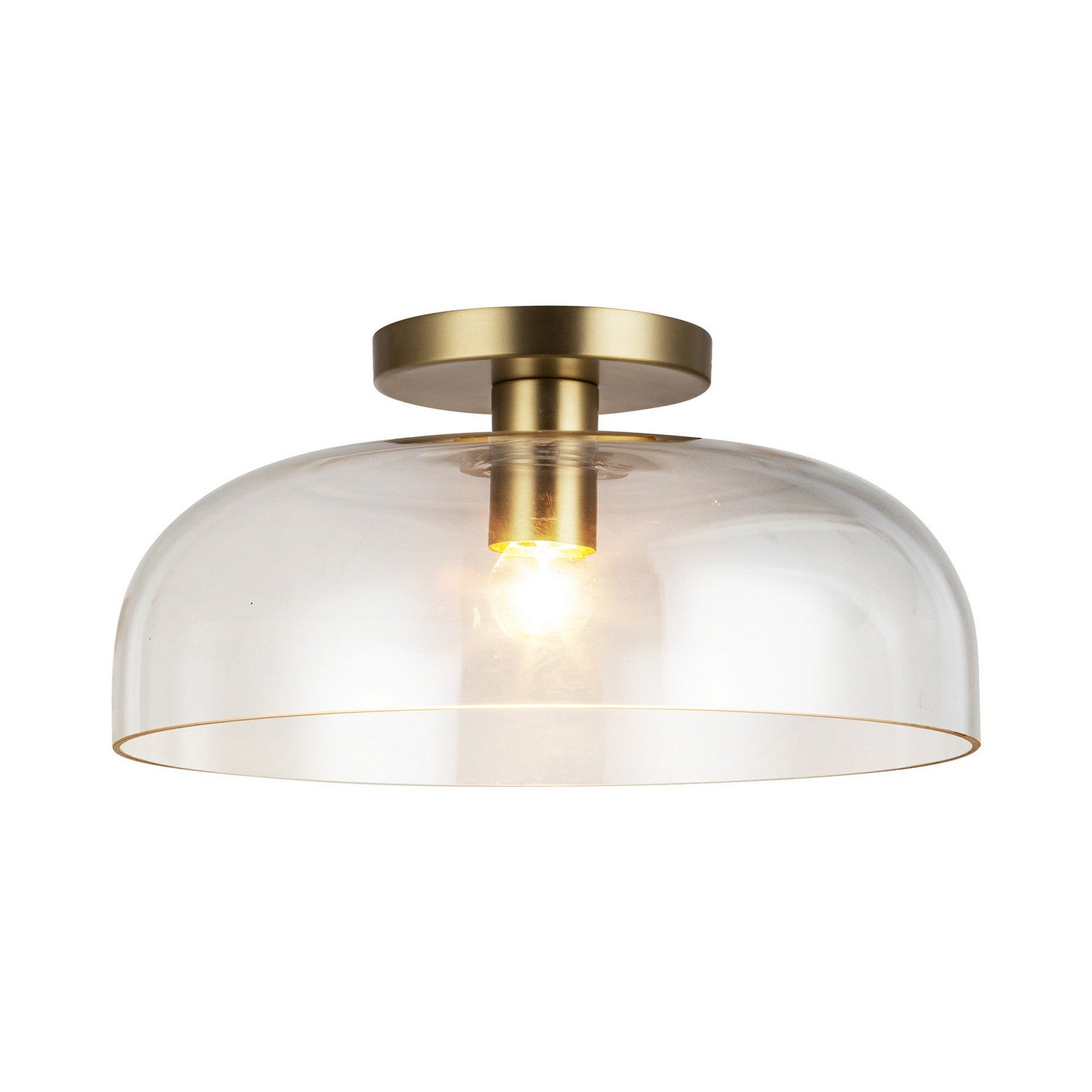 Alora Canada - One Light Semi-Flush Mount - Sylvia - Brushed Gold/Clear Glass- Union Lighting Luminaires Decor
