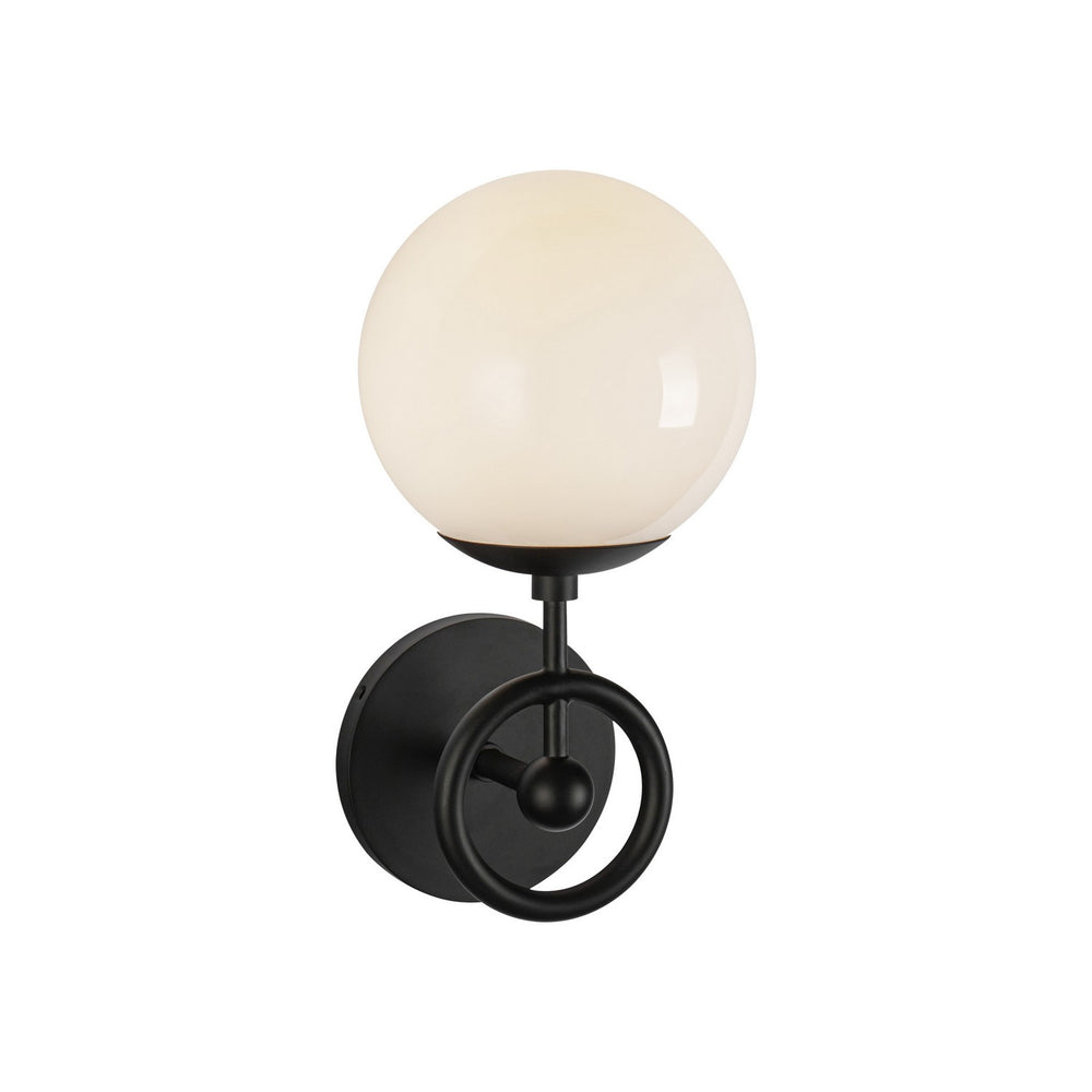 Alora Canada - One Light Wall Vanity - Fiore - Matte Black/Glossy Opal Glass- Union Lighting Luminaires Decor