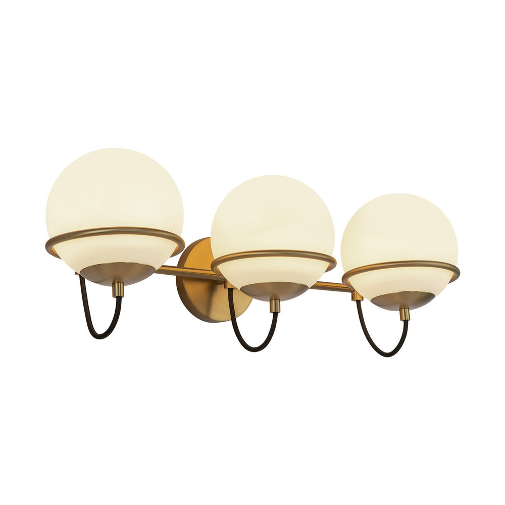 Alora Canada - Three Light Wall Vanity - Alba - Aged Gold/Opal Glass- Union Lighting Luminaires Decor