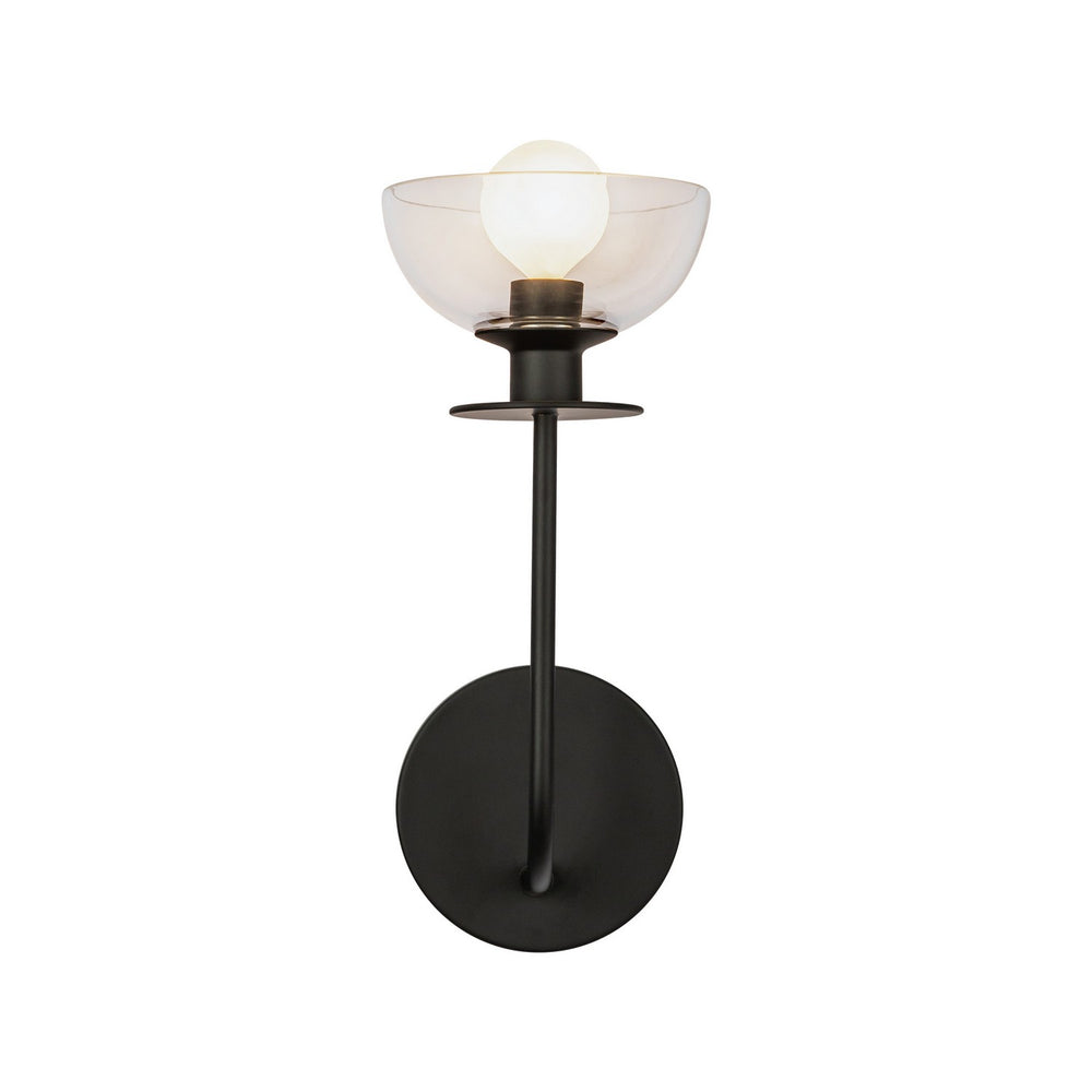 Alora Canada - One Light Wall Vanity - Sylvia - Matte Black/Clear Glass- Union Lighting Luminaires Decor