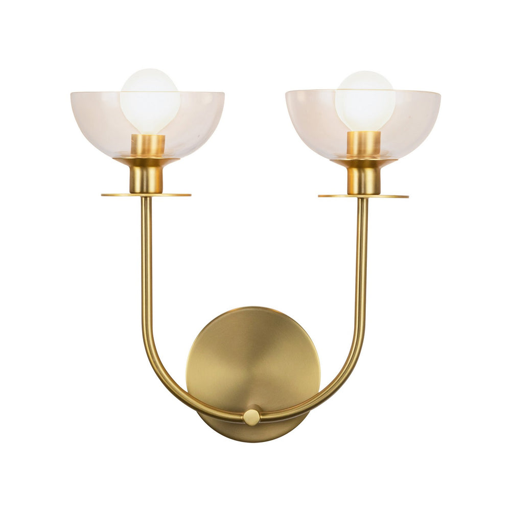 Alora Canada - Two Light Wall Vanity - Sylvia - Brushed Gold/Clear Glass- Union Lighting Luminaires Decor