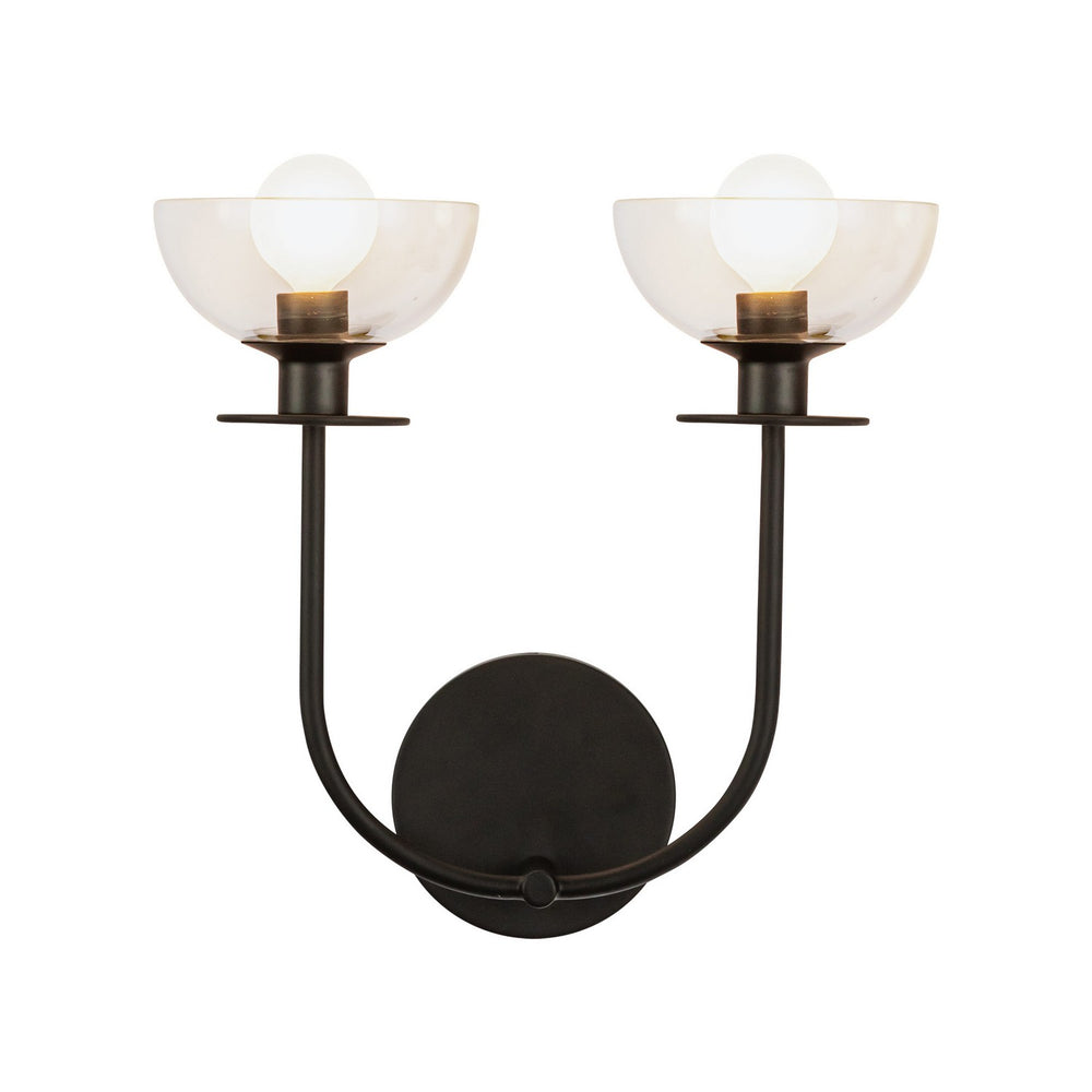 Alora Canada - Two Light Wall Vanity - Sylvia - Matte Black/Clear Glass- Union Lighting Luminaires Decor