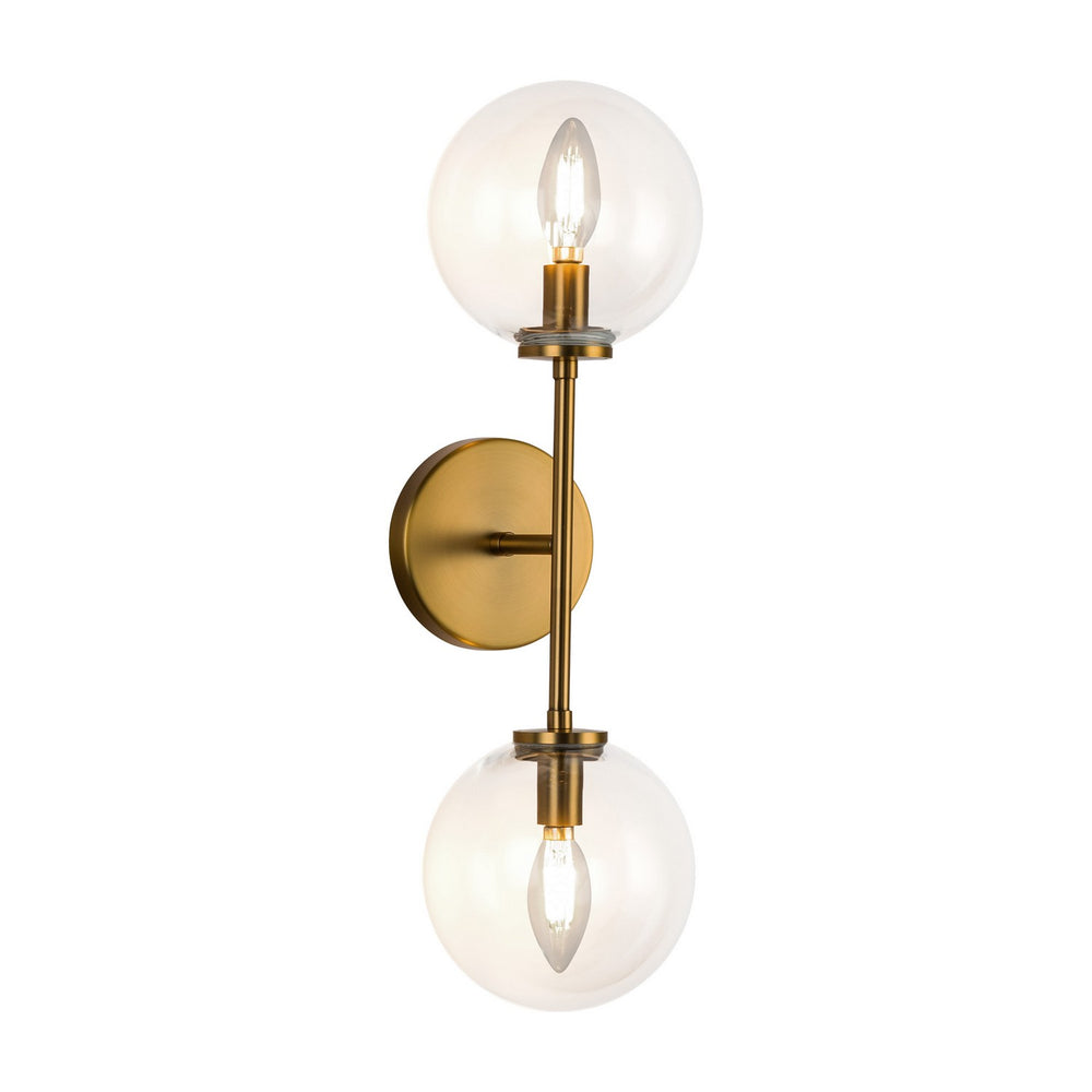 Alora Canada - Two Light Wall Vanity - Cassia - Aged Gold/Clear Glass- Union Lighting Luminaires Decor