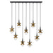 Savoy House - Nine Light Linear Chandelier - Portinatx - Satin Black w/Hammered Gold- Union Lighting Luminaires Decor