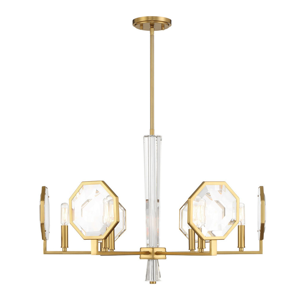 Savoy House - Six Light Chandelier - Leighton - Warm Brass- Union Lighting Luminaires Decor