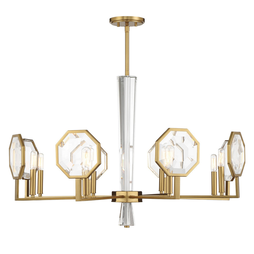 Savoy House - Eight Light Chandelier - Leighton - Warm Brass- Union Lighting Luminaires Decor