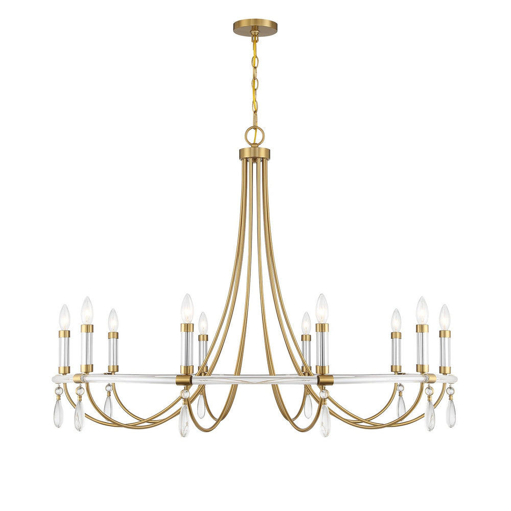 Savoy House - Ten Light Chandelier - Mayfair - Warm Brass and Chrome- Union Lighting Luminaires Decor