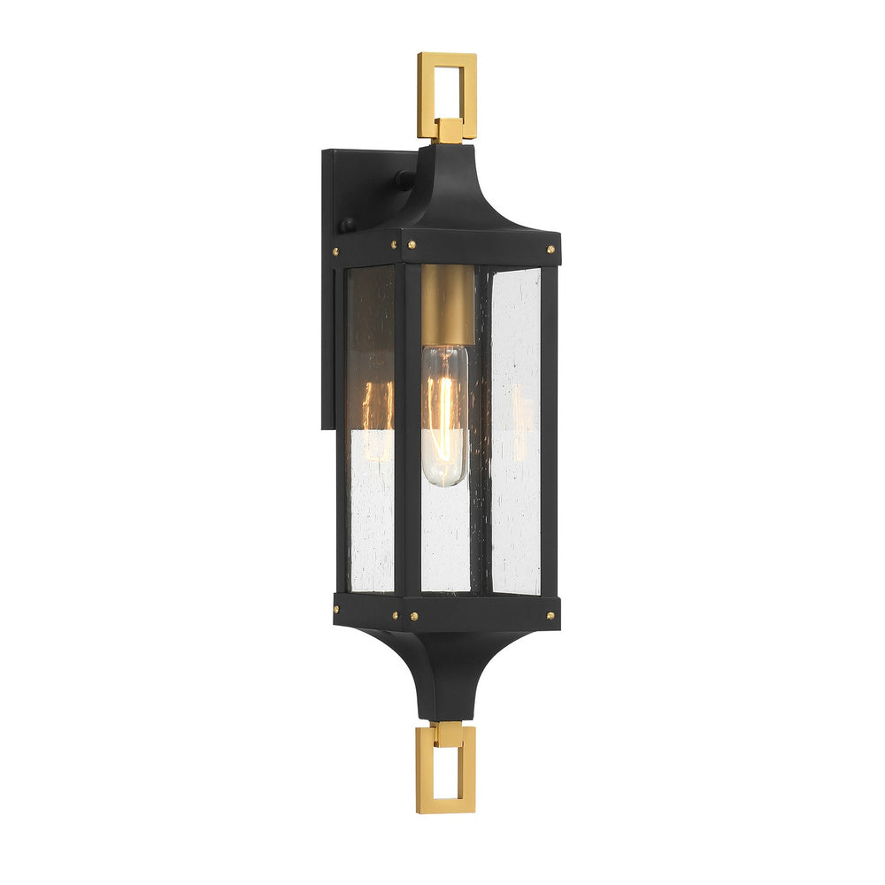 Savoy House Canada - One Light Outdoor Wall Lantern - Glendale - Matte Black and Weathered Brushed Brass- Union Lighting Luminaires Decor