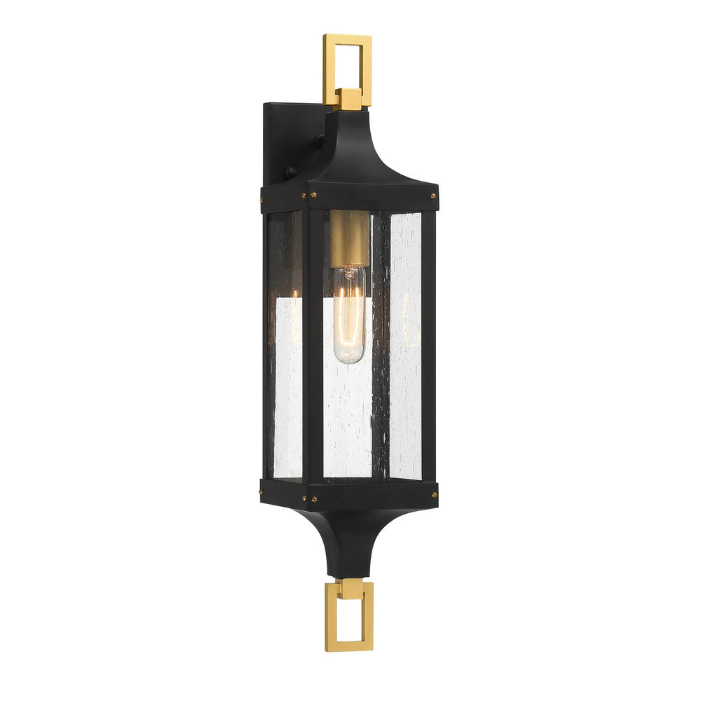 Savoy House Canada - One Light Outdoor Wall Lantern - Glendale - Matte Black and Weathered Brushed Brass- Union Lighting Luminaires Decor