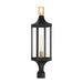 Savoy House - One Light Outdoor Post Lantern - Glendale - Matte Black and Weathered Brushed Brass- Union Lighting Luminaires Decor