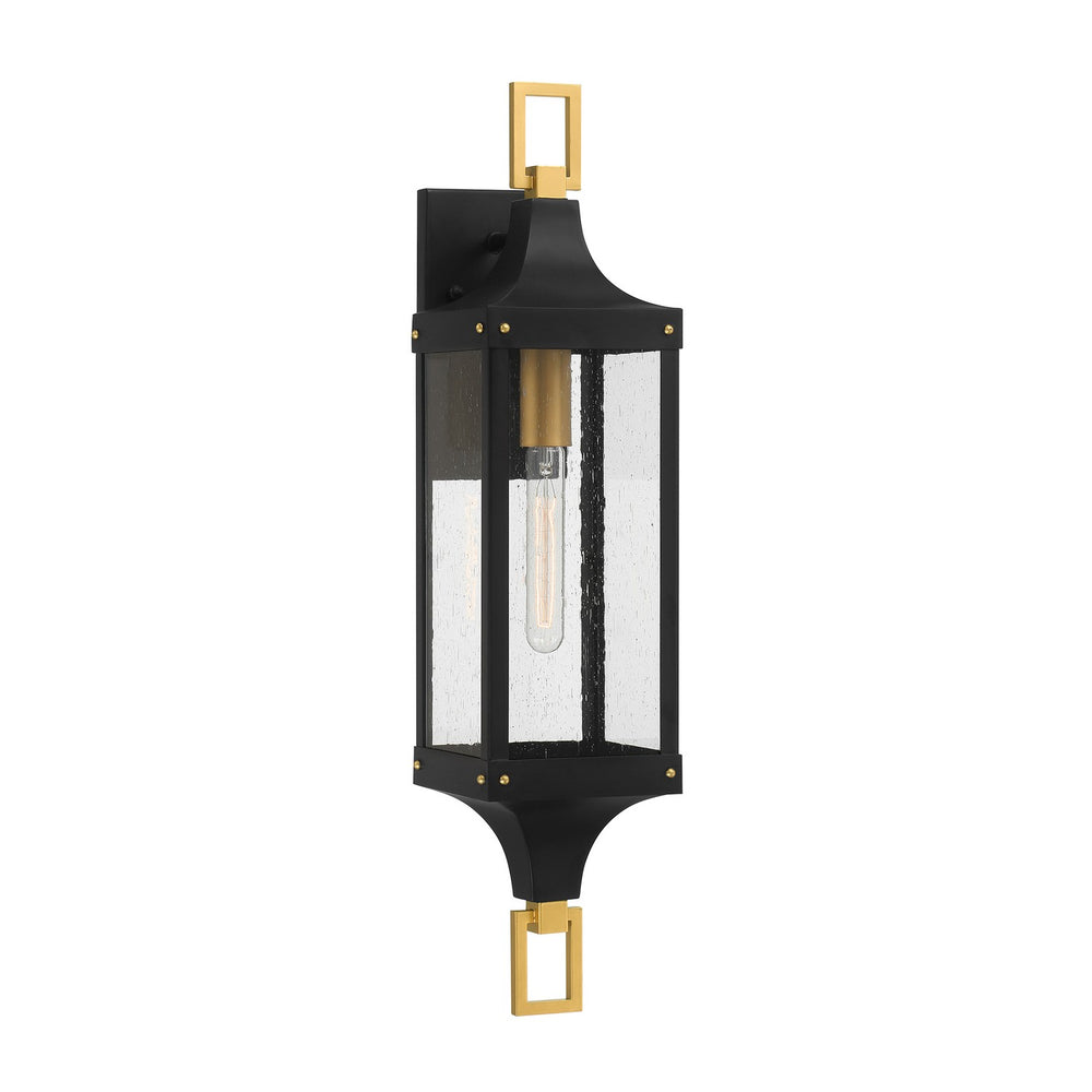 Savoy House Canada - One Light Outdoor Wall Lantern - Glendale - Matte Black and Weathered Brushed Brass- Union Lighting Luminaires Decor