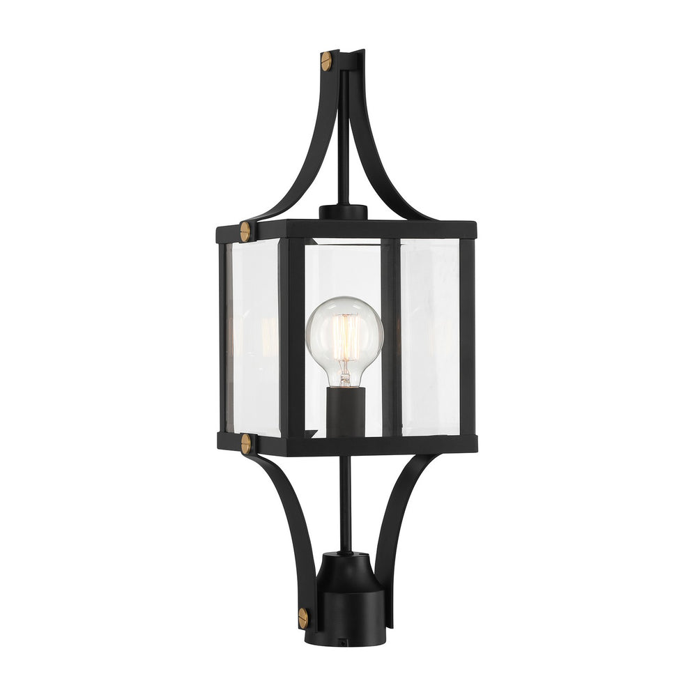 Savoy House Canada - One Light Outdoor Post Lantern - Raeburn - Matte Black and Weathered Brushed Brass- Union Lighting Luminaires Decor