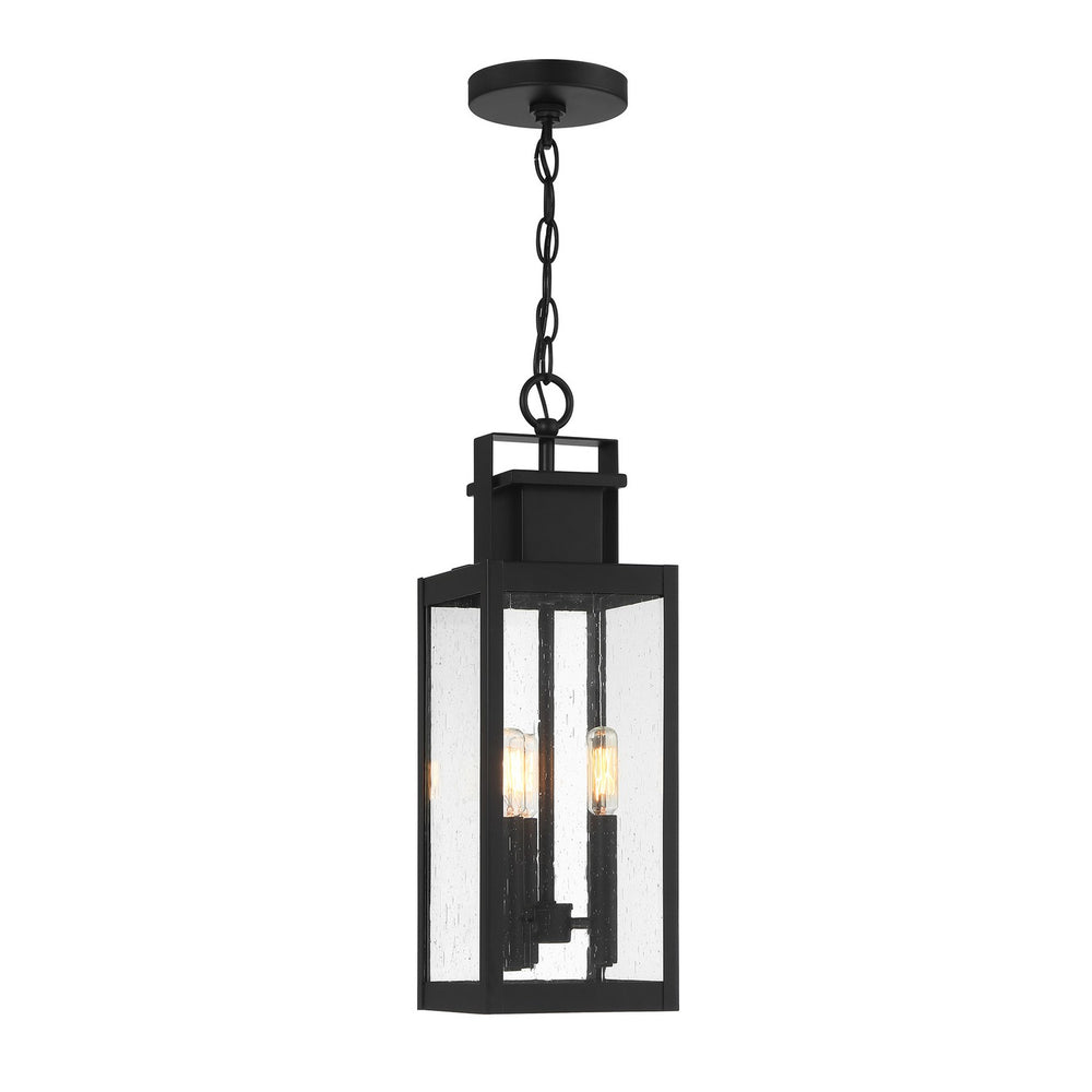 Savoy House - Three Light Outdoor Hanging Lantern - Ascott - Matte Black- Union Lighting Luminaires Decor